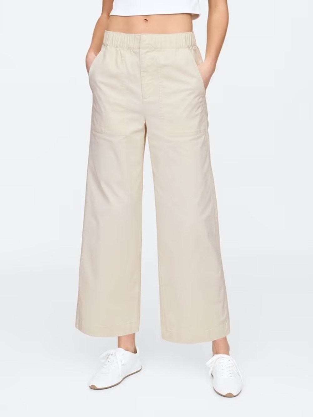 GAP Factory Cream Wide-Leg Utility Pants Sz 4P